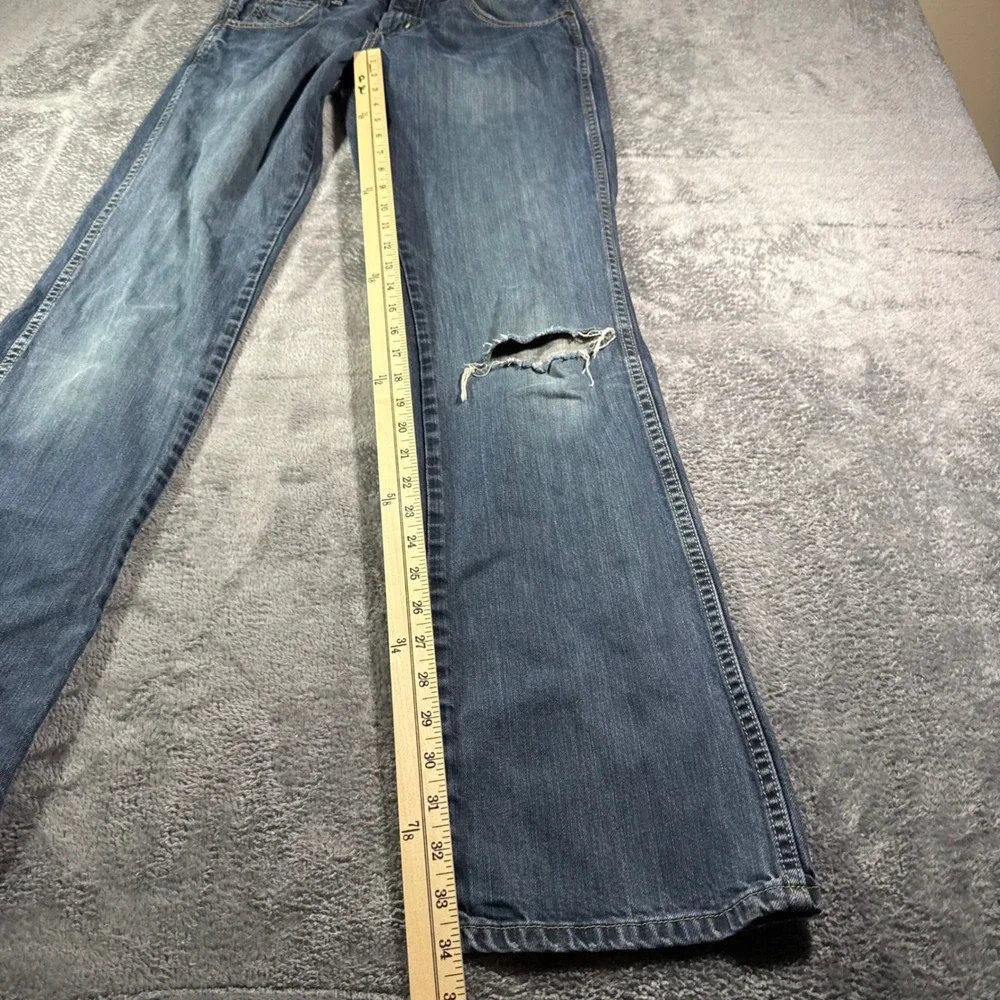Wrangler Retro Relaxed Bootcut Jeans Mens 29x34 Blue Distressed WRT20WB Denim